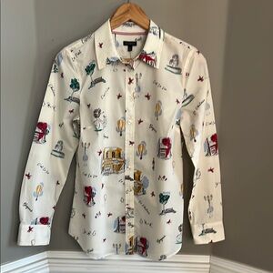 Talbots button down Paris theme shirt Small